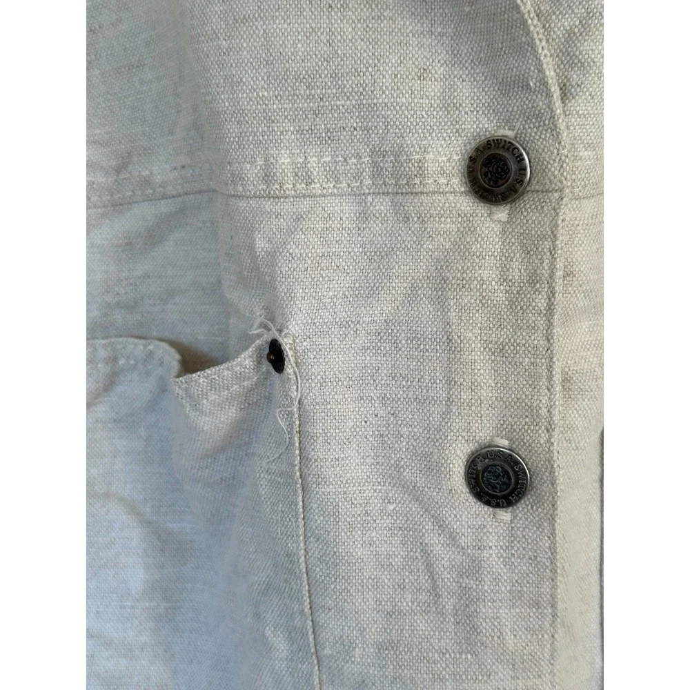 Vintage‎ Womens Paris Sport Club Linen Jacket Cream Ivory Large Buttons